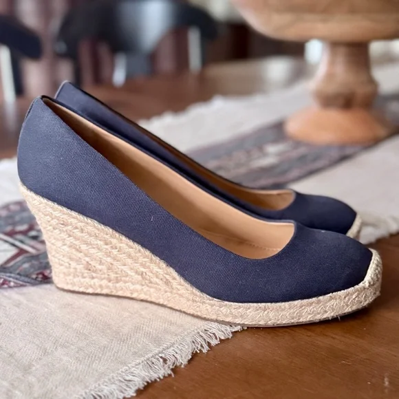 J. CREW FACTORY | Seville Canvas Espadrille Wedge in Dark Navy, Size 8.5 - Picture 3 of 10